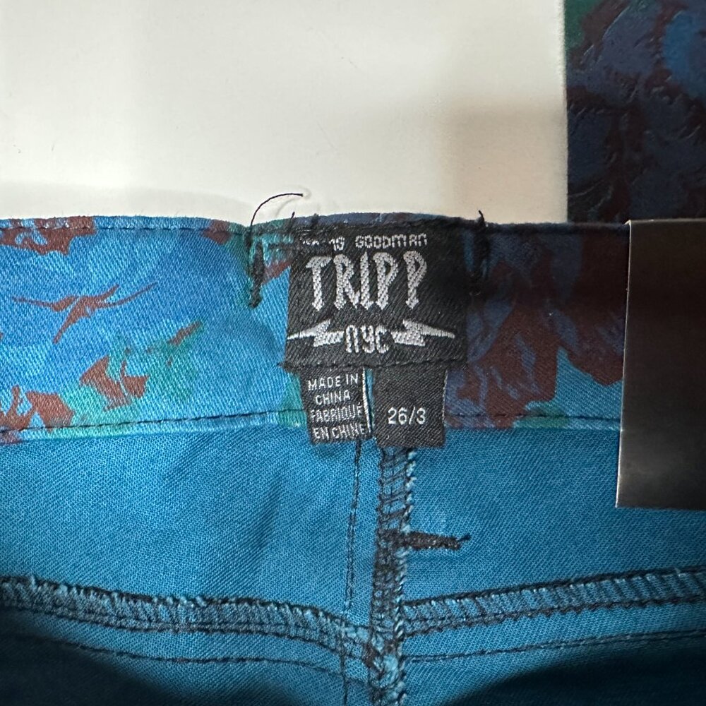 Tripp NYC NWT Teal Floral Skinny Jeans 26 3 - Picture 2 of 5